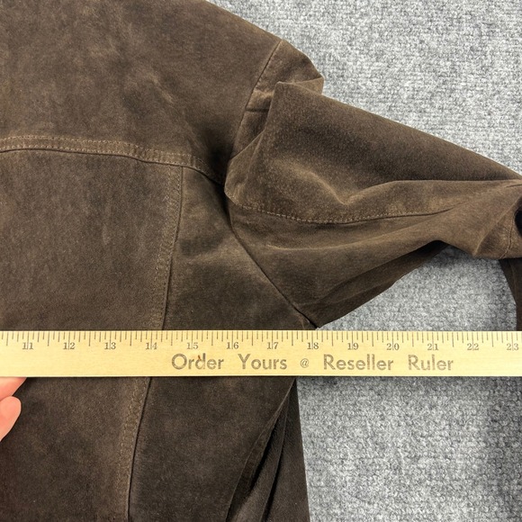 Eddie Bauer Jacket Womens M Brown Seattle Suede Washable Leather Zip Up Coat - Picture 6 of 7